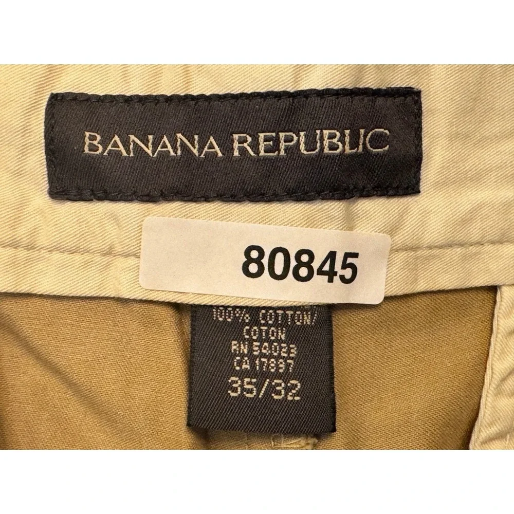 Banana Republic Vintage Y2K Mens Khaki Chino Pants Side Buckle 35x32 Tan 120171